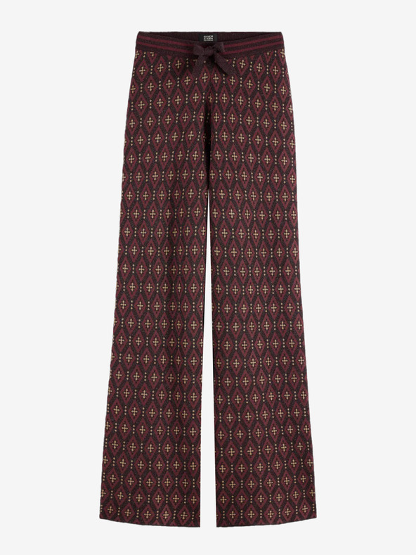 Scotch & Soda Scotch & Soda Burgunderfarben gemusterte Jacquard-Hose für Damen