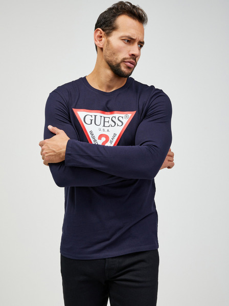 Guess Dunkelblaues Guess Langarmhemd für Herren
