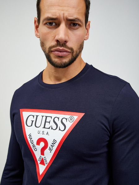 Guess Dunkelblaues Guess Langarmhemd für Herren