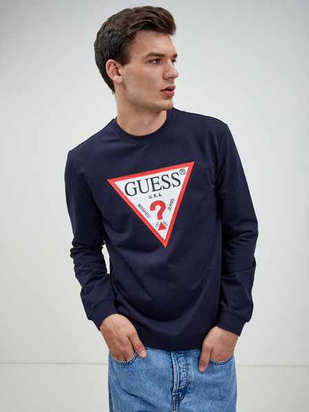 Guess Dunkelblaues Guess Audley Langarmhemd für Herren