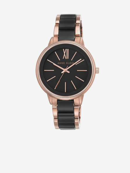 Anne Klein Damenuhr in Schwarz und Roségold Anne Klein