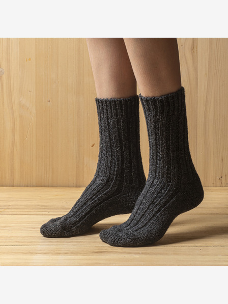 Balkanova Socken aus dicker Wolle 100% Merinowolle, anthrazit