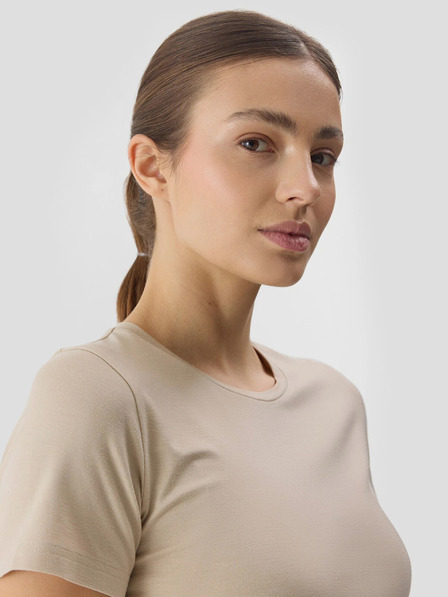 4F Unifarbenes, schmales Damen-T-Shirt 4F