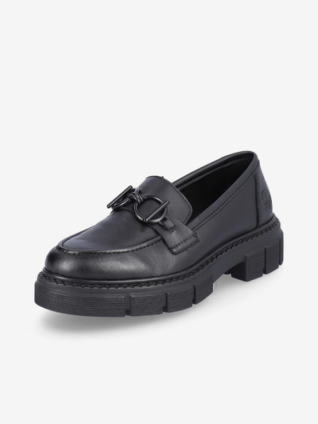 Rieker Schwarz Damen Leder Loafers Rieker