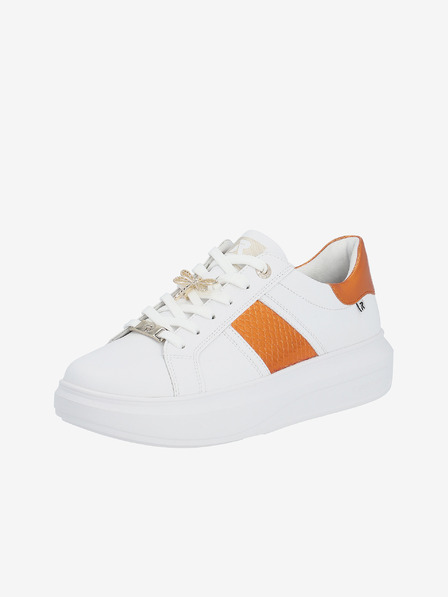 Rieker Orange-weiße Damen Ledersneakers Rieker