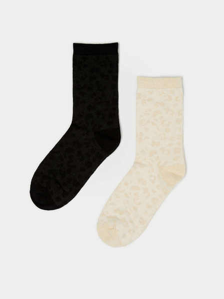 Moodo Zwei Paar Damensocken in schwarz und beige Moodo
