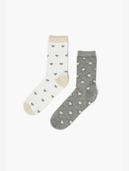 Moodo Set mit zwei Paar Damensocken in Weiß und Grau Moodo