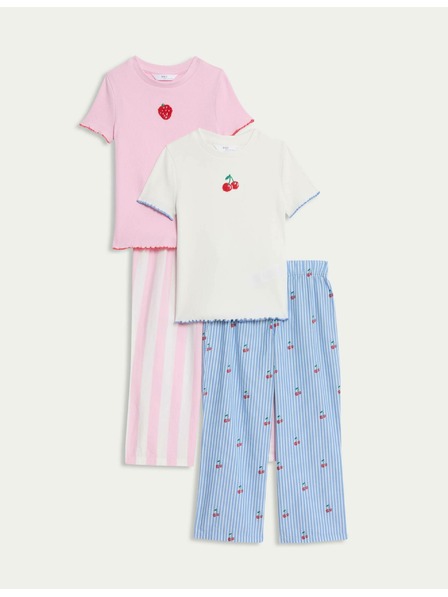 Marks & Spencer Striped pajama sets with fruit print, high cotton content (1–16 years) Marks & Spencer pink