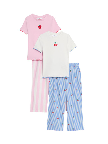 Marks & Spencer Striped pajama sets with fruit print, high cotton content (1–16 years) Marks & Spencer pink