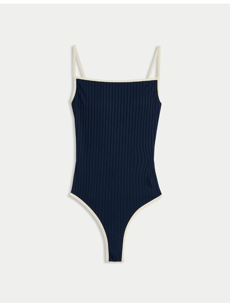 Marks & Spencer Ribbed swimsuit with square neckline, with contrast details Marks & Spencer navy