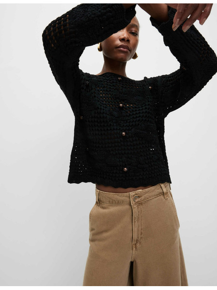 Marks & Spencer Cropped Sweater with Cotton Blend, Loose Knit, Relaxed Fit Marks & Spencer black