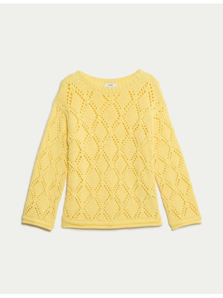 Marks & Spencer Patterned Sweater with Cotton Blend Marks & Spencer yellow