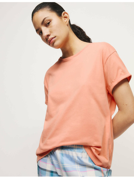 Marks & Spencer Checked pajama set made of pure cotton Marks & Spencer orange