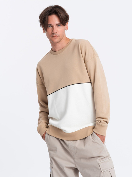 Ombre Clothing Weiß-beiges Herren-Sweatshirt Ombre Clothing