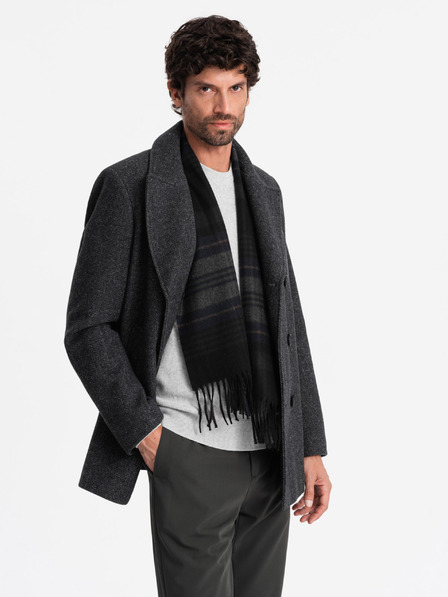 Ombre Clothing Kurzer zweireihiger Herrenmantel aus Wolle Ombre Clothing V1 OM-COWC-0115