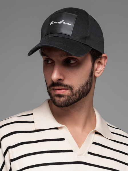 Ombre Clothing Herren-Baseballmütze mit großem Aufnäher schwarz Ombre Clothing
