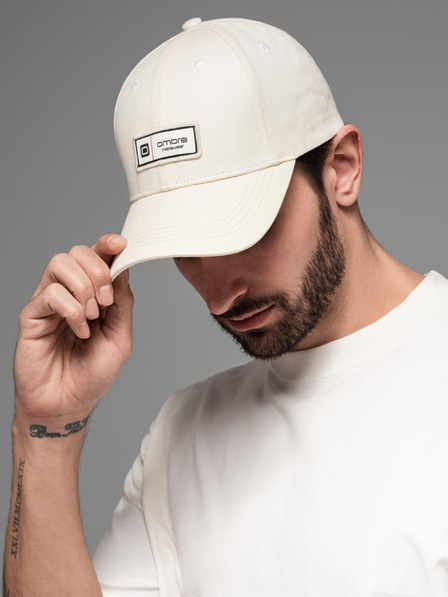 Ombre Clothing Herren-Baseballmütze mit Schirm und Aufnäher creme Ombre Clothing