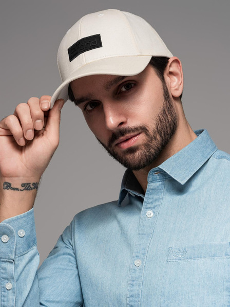 Ombre Clothing Herren-Schirmmütze mit rechteckigem Aufnäher creme Ombre Clothing