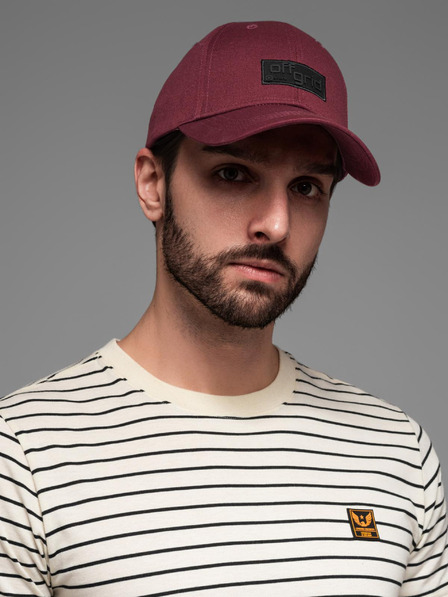Ombre Clothing Herren-Baseballmütze mit rechteckigem Aufnäher bordeauxfarben Ombre Clothing