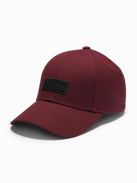Ombre Clothing Herren-Baseballmütze mit rechteckigem Aufnäher bordeauxfarben Ombre Clothing