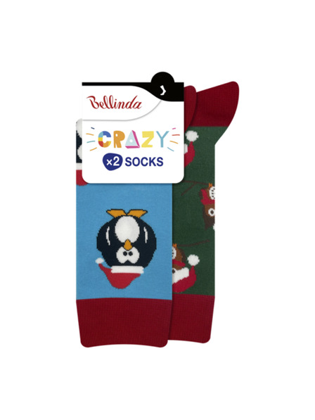 Bellinda Crazy Socks 2x - Fun Socks 2 Pairs - Light Blue - Green