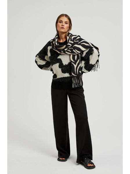 Moodo Cream-Black Women's Patterned Scarf Moodo