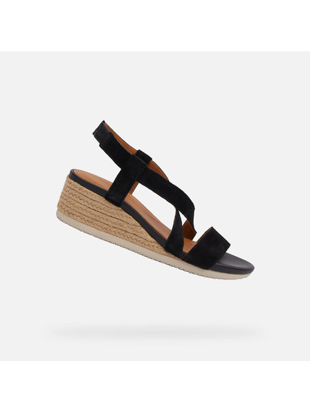 Geox Schwarze Damen-Sandalen Geox Ischia Corda