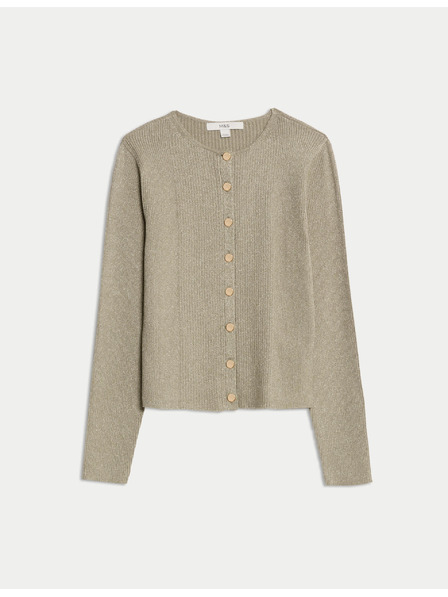 Marks & Spencer Metallic slim-fit cardigan with high neck by Marks & Spencer in brown