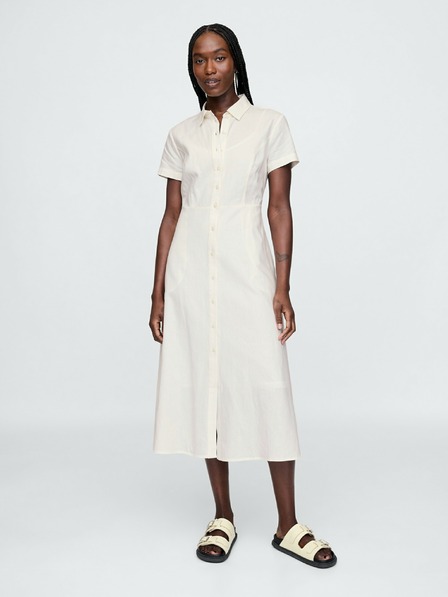 GAP Damen Leinen-Hemdkleid in Maxi-Länge GAP