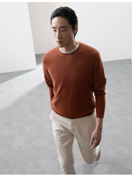 Marks & Spencer Stehkragenpullover aus reiner, extra feiner Merinowolle Marks & Spencer, braun