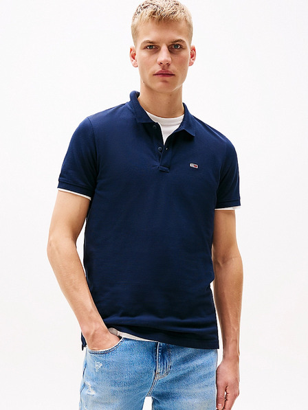 Tommy Hilfiger Herren blaues Polo-Shirt Flag Patch Tommy Hilfiger