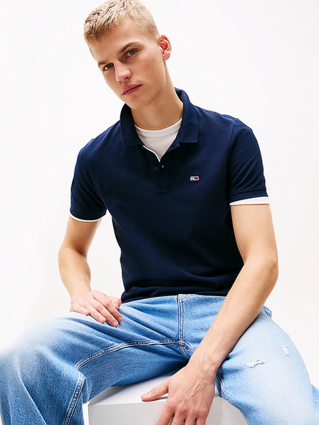 Tommy Hilfiger Herren blaues Polo-Shirt Flag Patch Tommy Hilfiger