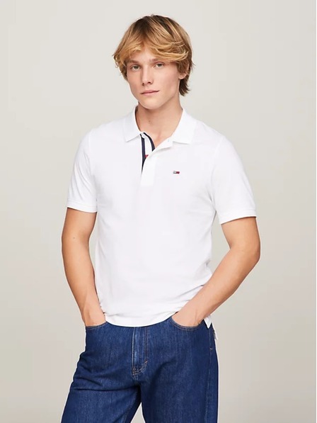 Tommy Jeans Herren weißes Poloshirt Tommy Jeans Pure Organic Slim Fit Polo YBR White