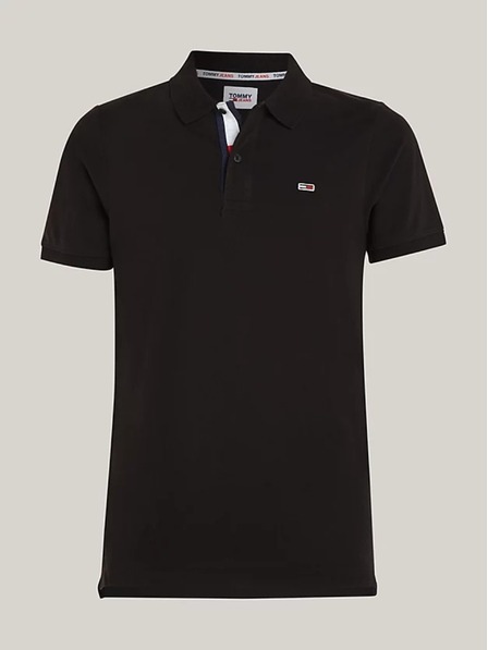 Tommy Jeans Herren schwarzes Poloshirt Tommy Jeans Pure Organic Slim Fit Polo BDS Black