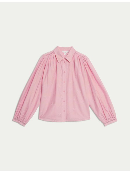 Marks & Spencer Bestickte Westernbluse aus reiner Baumwolle Marks & Spencer rosa
